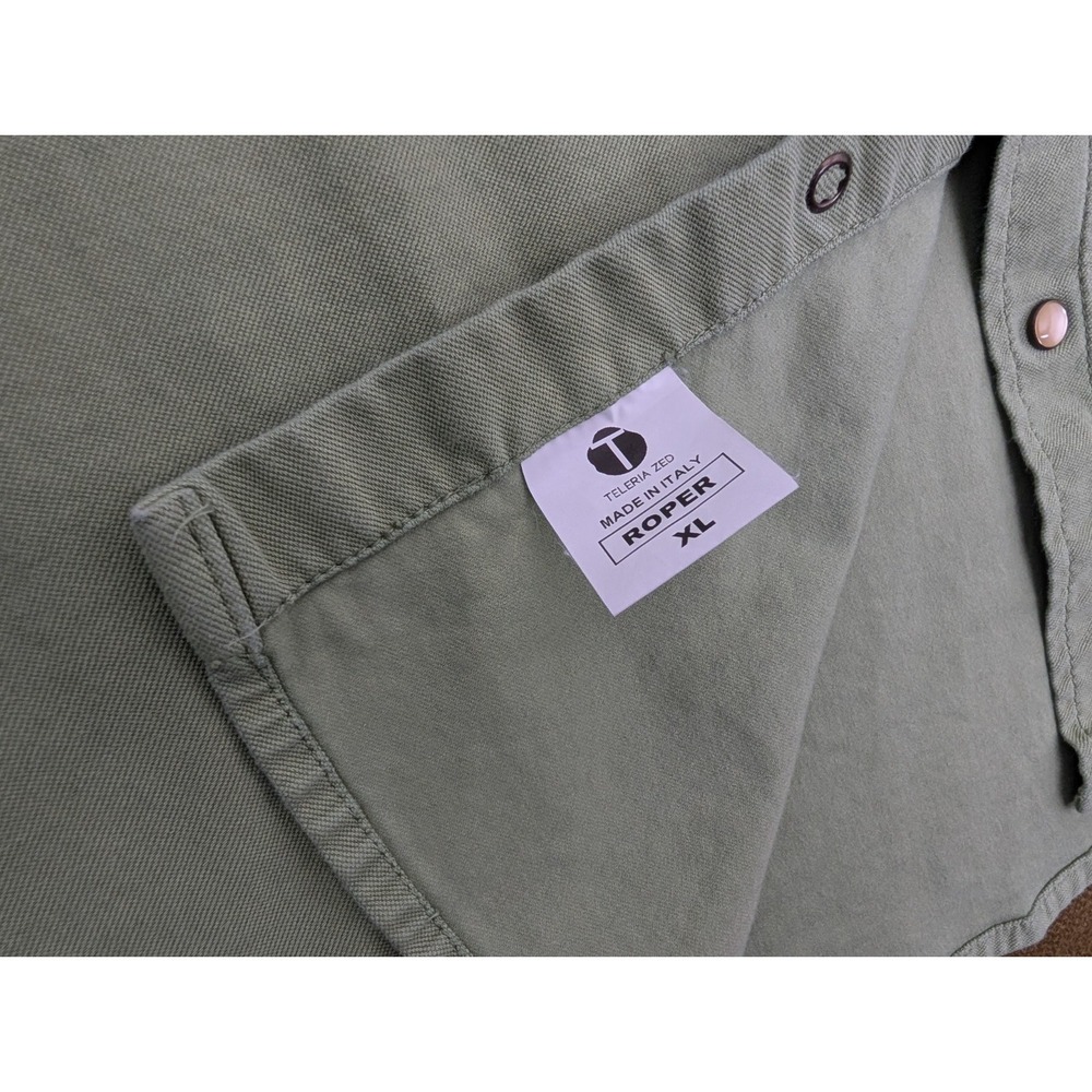 Teleria Zed TZ Roper Pearl Snap Shirt Men's XL Western Shirt Olive - Picture 5 of 8